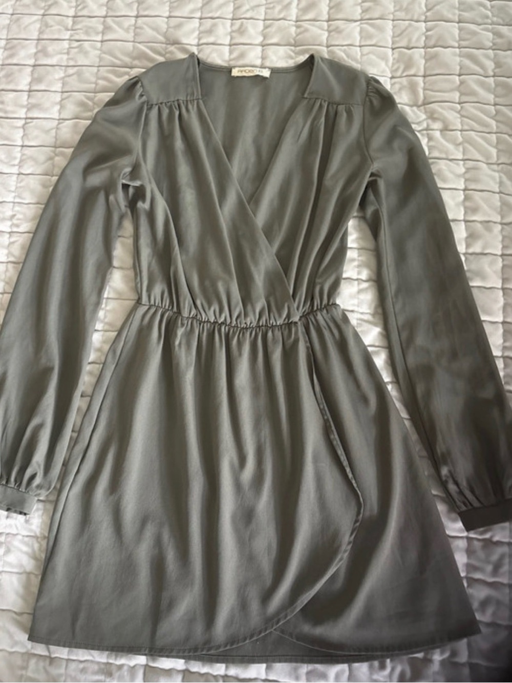Arden B Olive Green Long Sleeve Wrap Dress